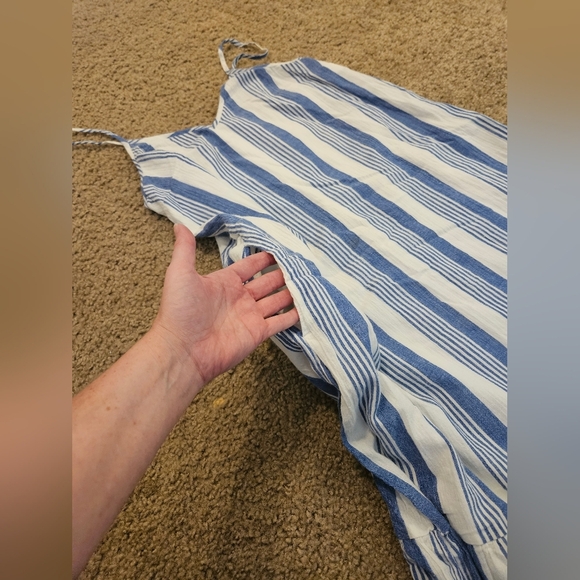 J. Crew Sleeveless V-Neck Striped Midi Dress in Blue and White, Size XXS - Picture 6 of 9